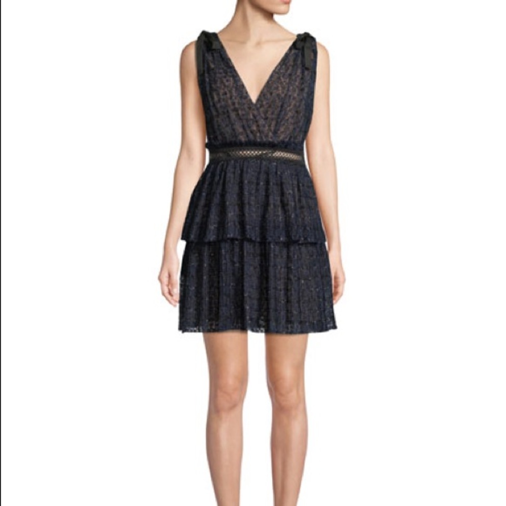 Self-Portrait metallic mesh mini dress NWT